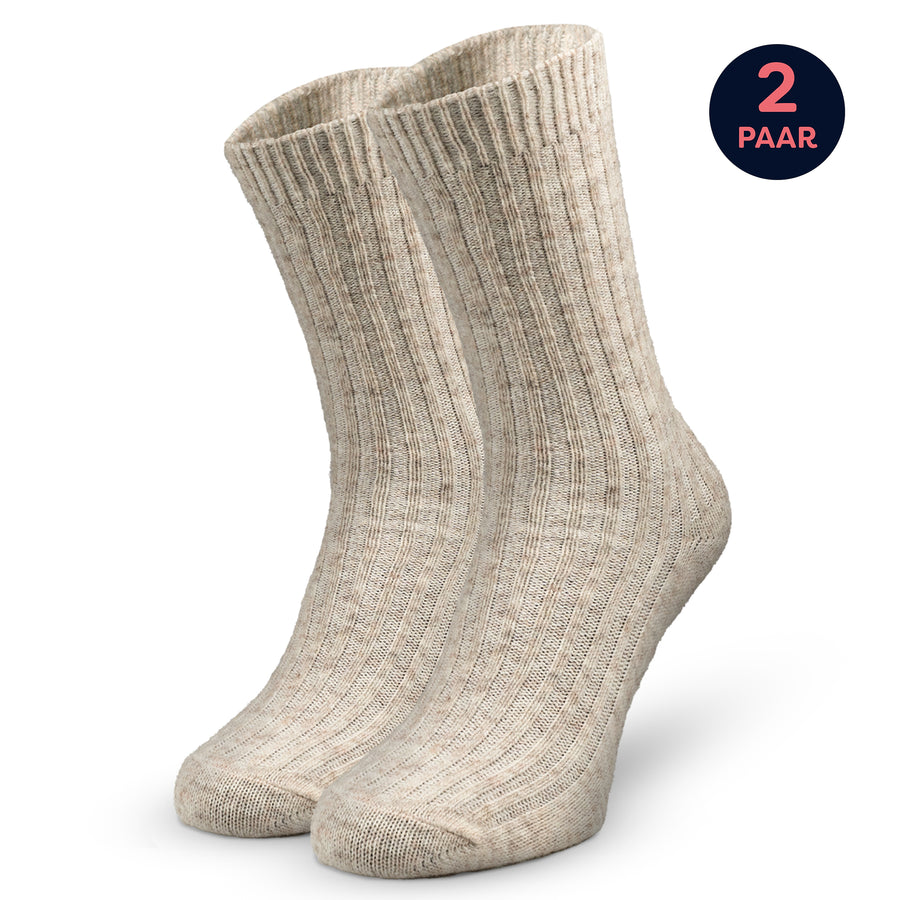 Sokky Wollen Sokken Dames Beige 2 paar