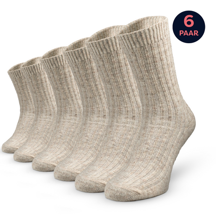 Sokky Wollen Sokken Dames Beige 6-paar