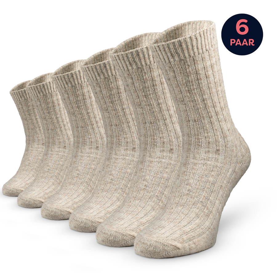 Sokky Wollen Sokken Dames Beige 6 paar